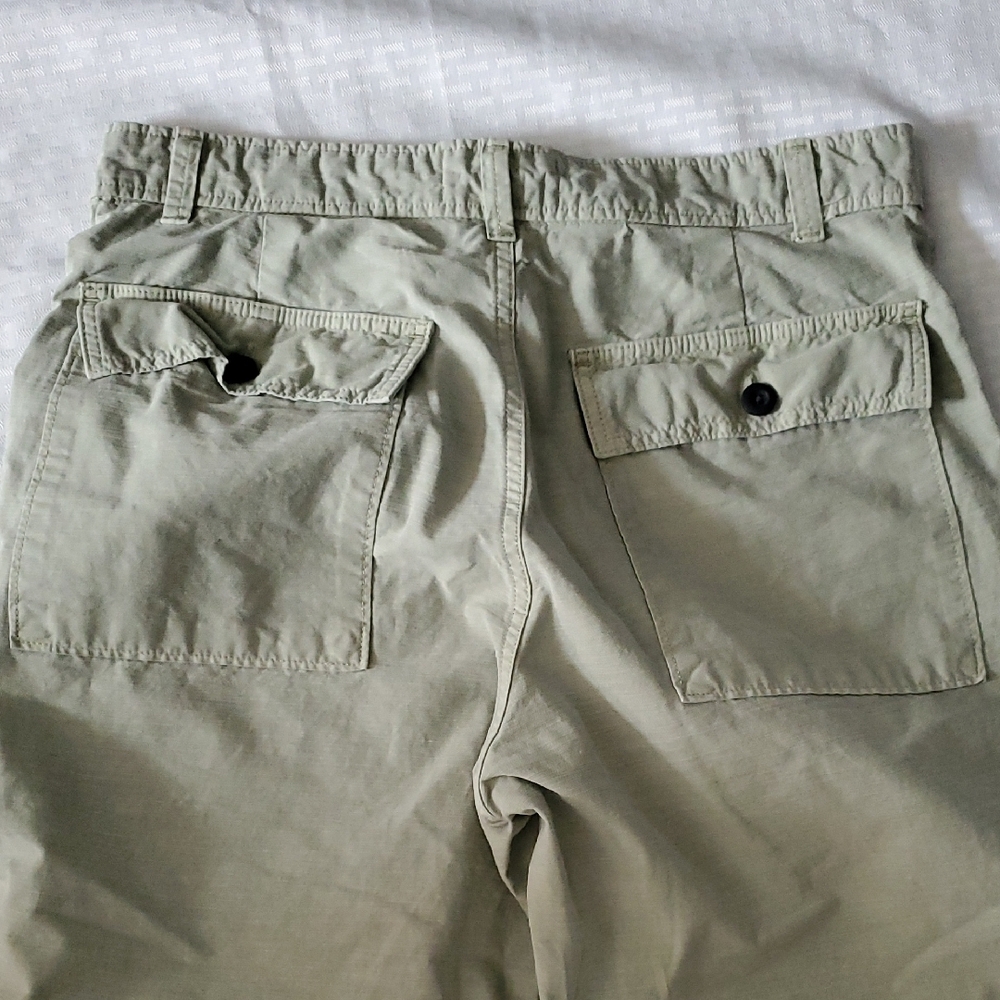 Everlane Green  Cropped Organic And Linen Blend  Pants with Relaxed Fit Sz 33 - Picture 8 of 12